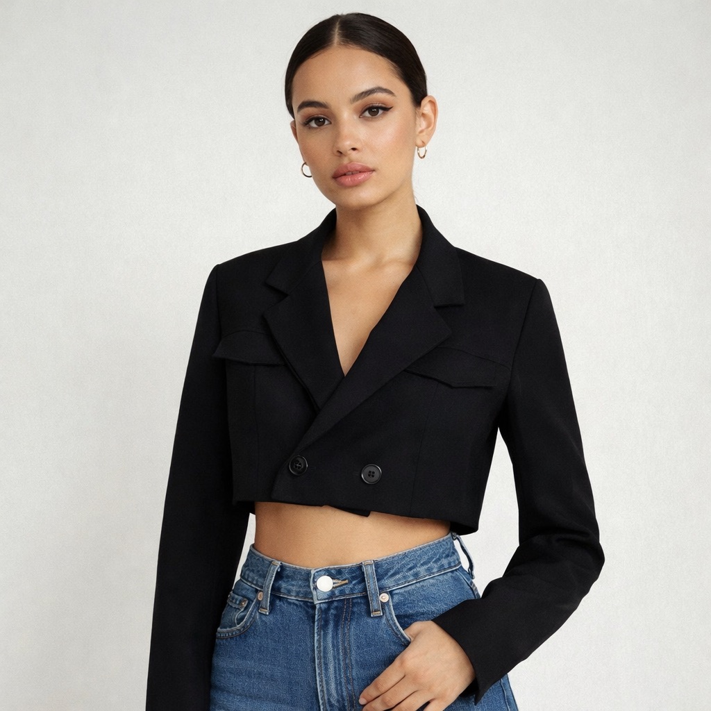 Nasty Gal Tailored Cropped Double Breasted Blazer Women’s Size 0 Nwt